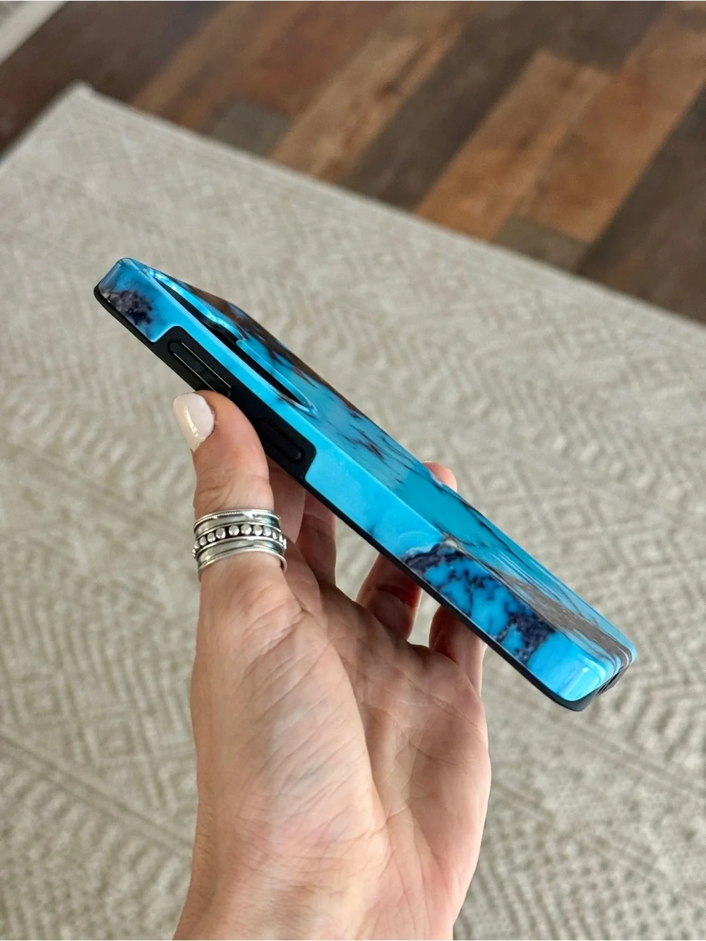 Turquoise Marble Print Protective Phone Case for Galaxy S26 with MagSafe Magnet